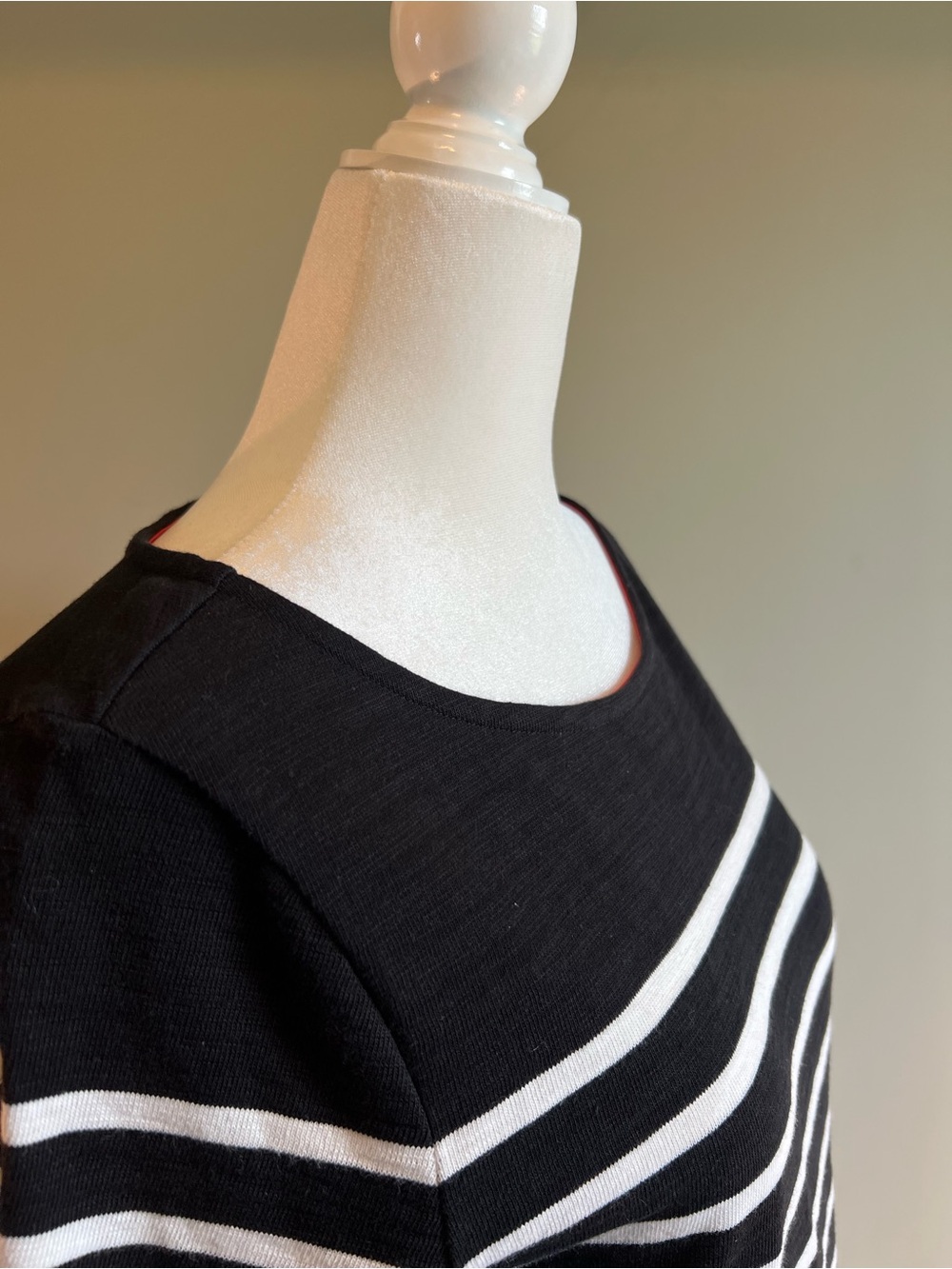 Talbots Black and White Striped with Red Trim Inside Colllar/Cuff - Picture 8 of 8